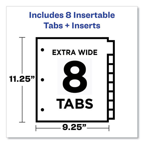 Image of Avery® 11907 Insertable Big Tab Plastic 2-Pocket Dividers, 8-Tab, 11.13 X 9.25, Assorted, 1 Set