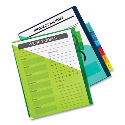 Image of Avery® 11907 Insertable Big Tab Plastic 2-Pocket Dividers, 8-Tab, 11.13 X 9.25, Assorted, 1 Set