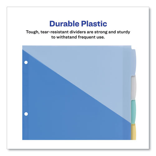 Image of Avery® 16176 Write and Erase Durable Plastic Dividers with Slash Pocket, 3-Hold Punched, 5-Tab, 11.13 x 9.25, Assorted, 1 Set