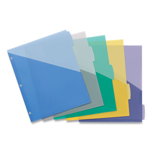 Image of Avery® 16176 Write and Erase Durable Plastic Dividers with Slash Pocket, 3-Hold Punched, 5-Tab, 11.13 x 9.25, Assorted, 1 Set