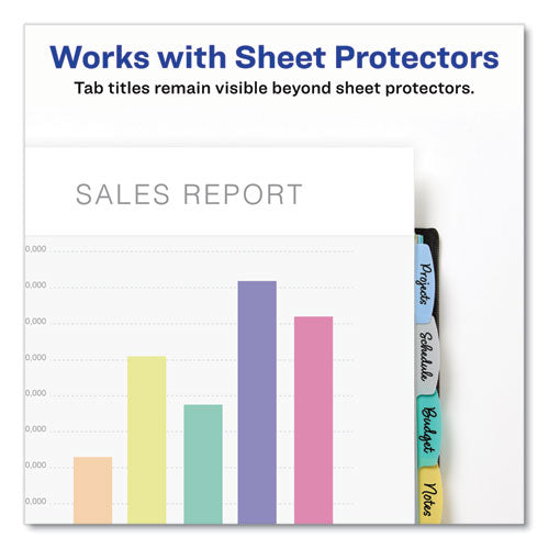 Image of Avery® 16177 Write and Erase Durable Plastic Dividers with Slash Pocket, 3-Hold Punched, 8-Tab, 11.13 x 9.25, Assorted, 1 Set