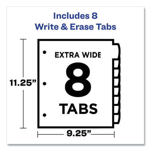 Image of Avery® 16177 Write and Erase Durable Plastic Dividers with Slash Pocket, 3-Hold Punched, 8-Tab, 11.13 x 9.25, Assorted, 1 Set