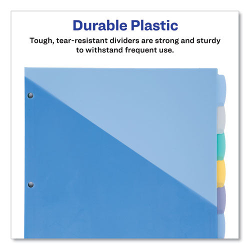 Image of Avery® 16177 Write and Erase Durable Plastic Dividers with Slash Pocket, 3-Hold Punched, 8-Tab, 11.13 x 9.25, Assorted, 1 Set