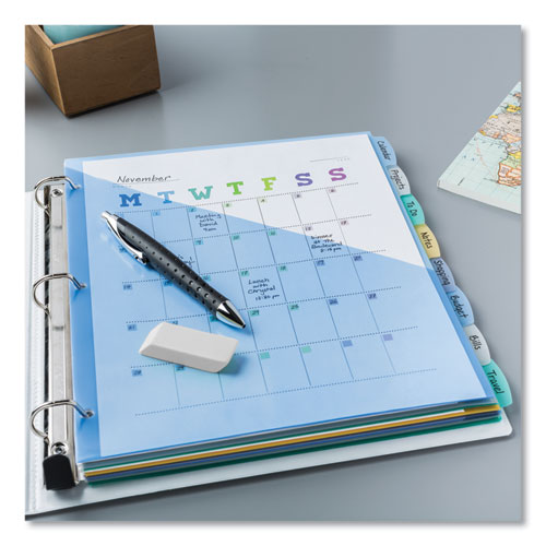 Image of Avery® 16177 Write and Erase Durable Plastic Dividers with Slash Pocket, 3-Hold Punched, 8-Tab, 11.13 x 9.25, Assorted, 1 Set