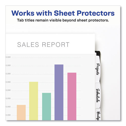 Image of Avery® 16825 Write and Erase Durable Plastic Dividers with Straight Pocket, 5-Tab, 11.13 x 9.25, White, 1 Set