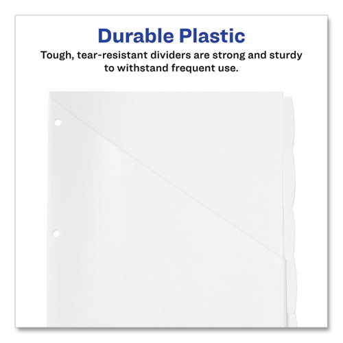 Image of Avery® 16825 Write and Erase Durable Plastic Dividers with Straight Pocket, 5-Tab, 11.13 x 9.25, White, 1 Set