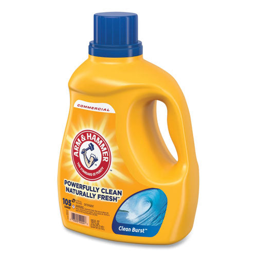 Image of Arm & Hammer 3320050024 Dual HE Clean-Burst Liquid Laundry Detergent, 105 oz Bottle, 4/Carton