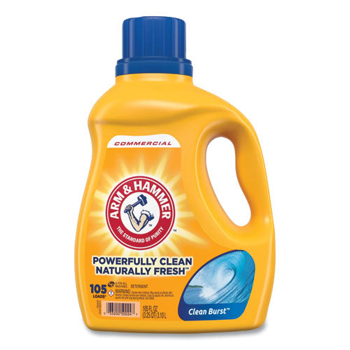 Image of Arm & Hammer 3320050024 Dual HE Clean-Burst Liquid Laundry Detergent, 105 oz Bottle, 4/Carton