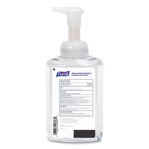 Image of PURELL® 5009-04 Advanced Hand Sanitizer Foam, 515 mL, Pump Bottle, Fragrance-Free, 4/Carton