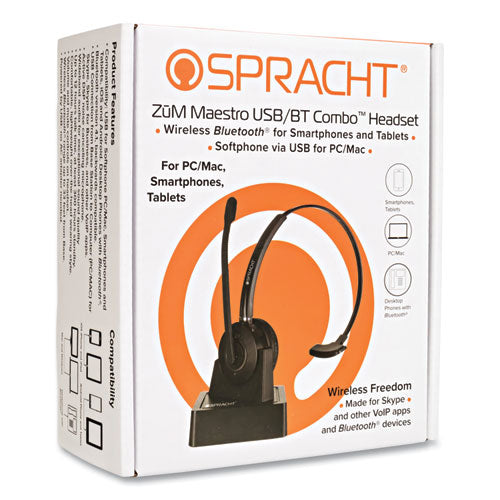 Image of Spracht HS2060 ZuM Maestro HS-2060 Monaural Over The Head Headset, Black