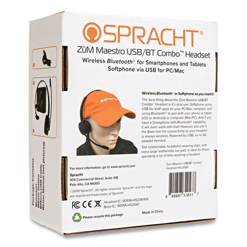 Image of Spracht HS2060 ZuM Maestro HS-2060 Monaural Over The Head Headset, Black