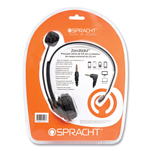 Image of Spracht ZUM350M ZuM ZuM350M Monaural Over The Head Headset, Black
