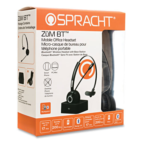 Image of Spracht ZUMBT ZuM BT Mobile Office Monaural Over The Head Headset, Black