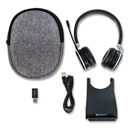 Image of Spracht ZUMBTP-410 ZuM BT Prestige Combo Binaural Over The Head Headset with USB Dongle, Black