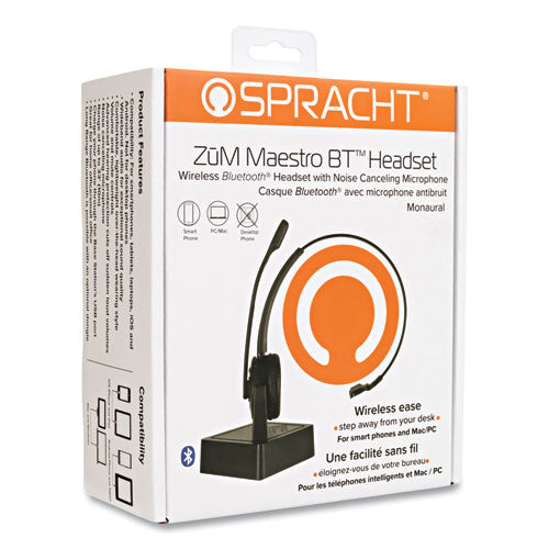 Image of Spracht HS2050 ZuM Maestro Bluetooth Monaural Over The Head Headset, Black