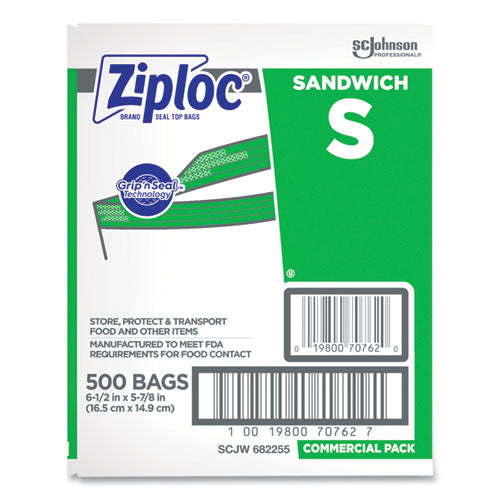 Image of Ziploc® 373953 Resealable Sandwich Bags, 6.5" x 6", Clear, 500/Box