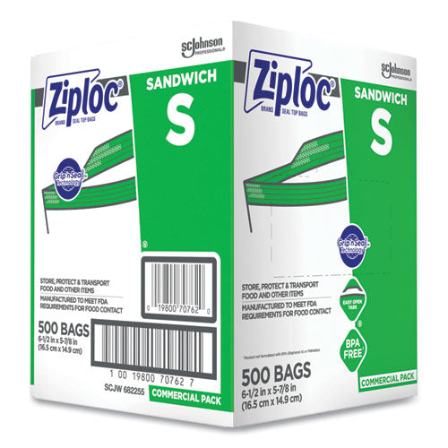 Image of Ziploc® 373953 Resealable Sandwich Bags, 6.5" x 6", Clear, 500/Box