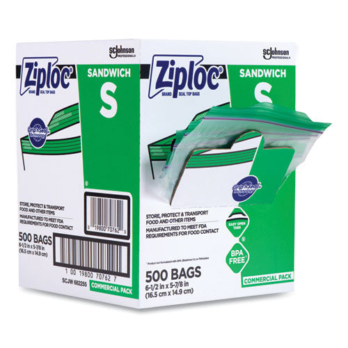 Image of Ziploc® 373953 Resealable Sandwich Bags, 6.5" x 6", Clear, 500/Box