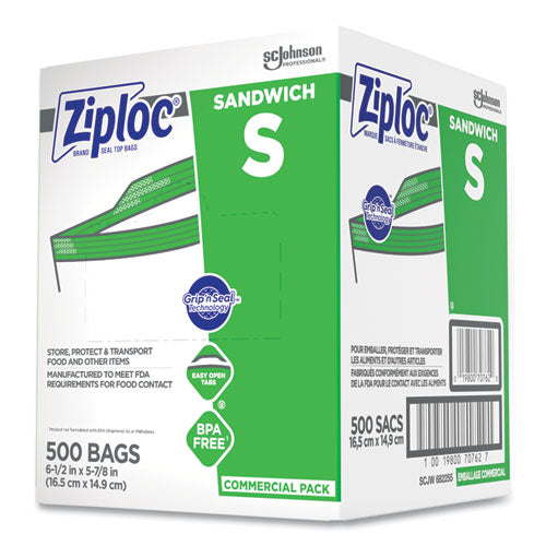Image of Ziploc® 373953 Resealable Sandwich Bags, 6.5" x 6", Clear, 500/Box