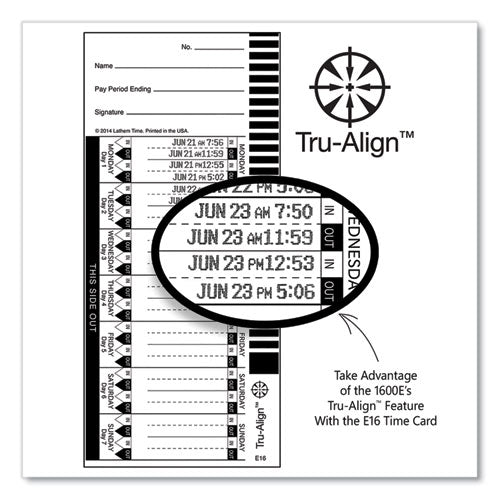 Image of Lathem® Time 1600E 1600E Tru-Align Time Clock and Stamp, Digital Display, Dark Gray
