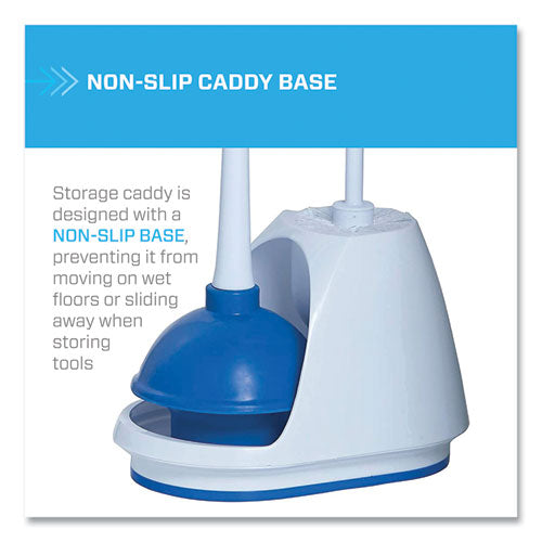 Image of Mr. Clean® 440436 Turbo Plunger And Bowl Brush Set, 12.5" Plastic Handle, 6" Dia, White