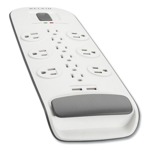 Image of Belkin® BV112050-06 Home/Office Surge Protector, 12 AC Outlets, 6 ft Cord, 3,996 J, White/Black