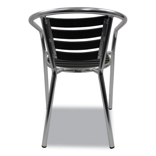 Image of JMC Furniture JMCPINACBLK Pinzon Series Chairs, Support Up to 300 lb, 18" Seat Height, Black/Silver Seat, Black/Silver Back, Silver Base