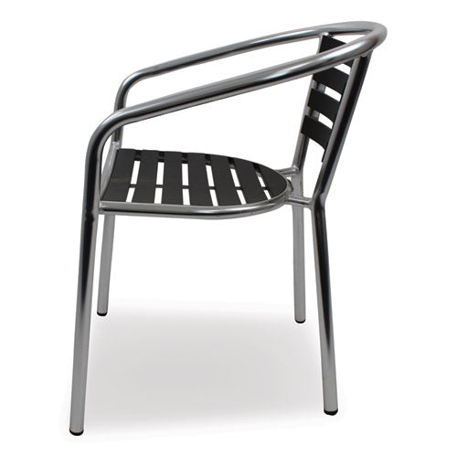 Image of JMC Furniture JMCPINACBLK Pinzon Series Chairs, Support Up to 300 lb, 18" Seat Height, Black/Silver Seat, Black/Silver Back, Silver Base