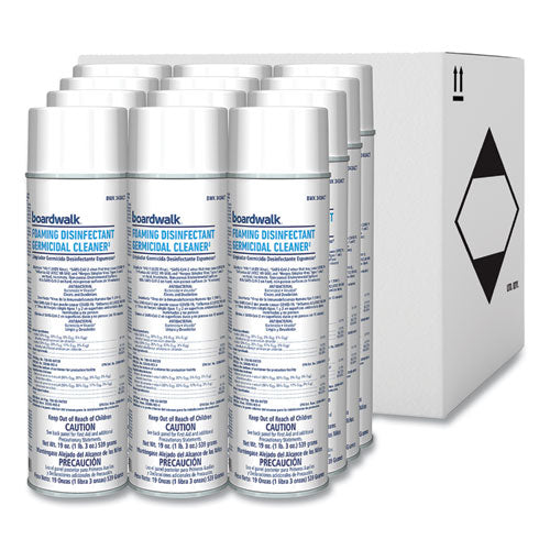 Image of Boardwalk® CP873BOARDWK Foaming Disinfectant Germicidal Cleaner, Flowery Scent, 19 oz Aerosol Can, 12/Carton
