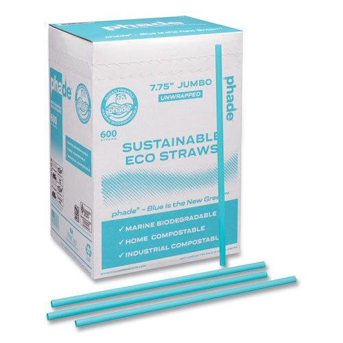 Image of phade 511203 Marine Biodegradable Straws, 7.75", Ocean Blue, 6,000/Carton