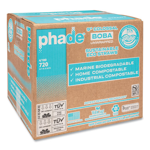 Image of phade 511208 Marine Biodegradable Straws, Boba Straws, 9", Ocean Blue, 720/Carton
