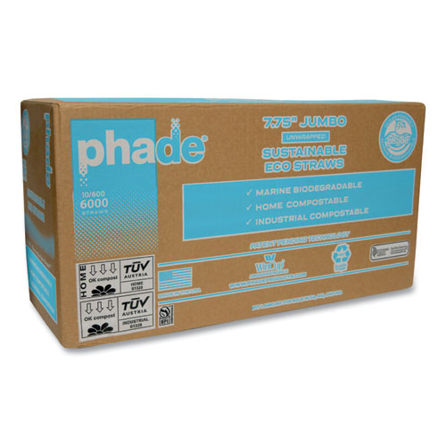 Image of phade 511203 Marine Biodegradable Straws, 7.75", Ocean Blue, 6,000/Carton
