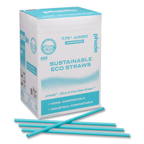 Image of phade 511204 Marine Biodegradable Straws, 7.75", Ocean Blue,  6,000/Carton
