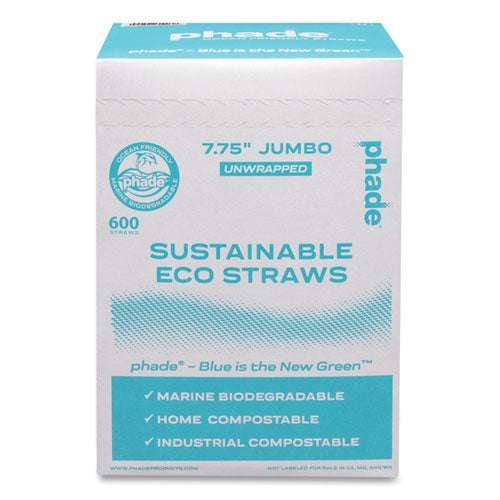 Image of phade 511203 Marine Biodegradable Straws, 7.75", Ocean Blue, 6,000/Carton