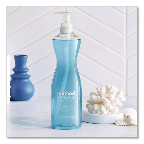Image of Method® Dish Soap Pump, Hour-Glass Bottle Shape, Sea Minerals Scent, 18 oz Pump Bottle, 6/Carton