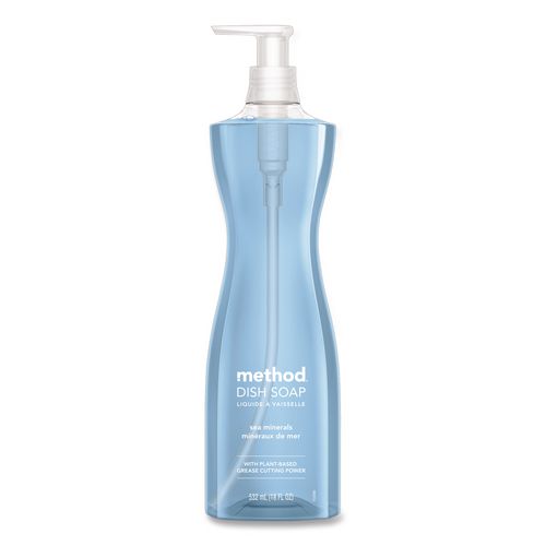 Image of Method® Dish Soap Pump, Hour-Glass Bottle Shape, Sea Minerals Scent, 18 oz Pump Bottle, 6/Carton