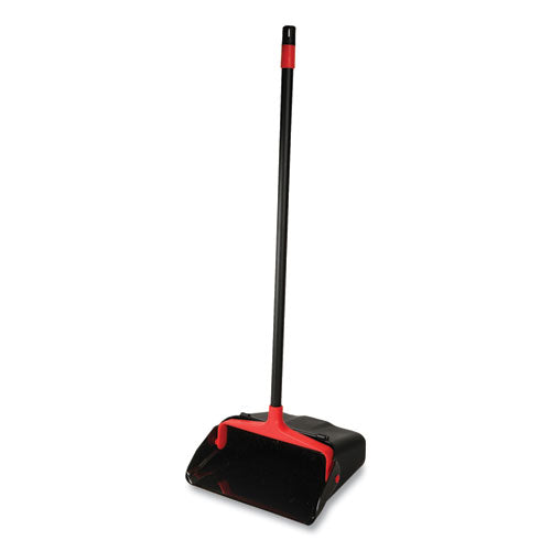 Image of O-CedarÂ® Commercial Maxi-Plus Lobby Dust Pan With Rear Wheels, 13 X 35, 30" Handle, Plastic, Black, 6/carton