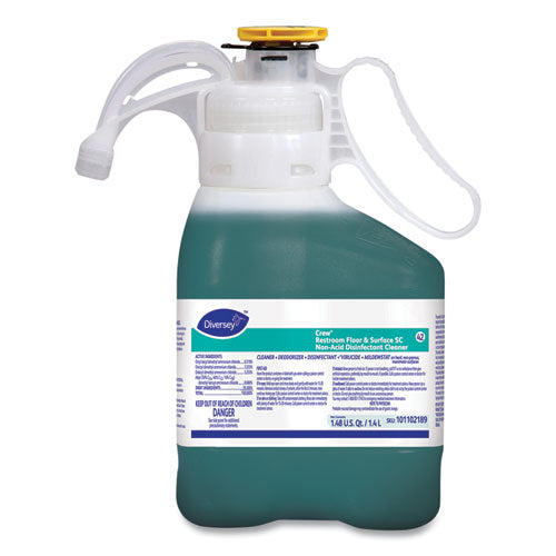 Image of Diversey 101105993 Crew Restroom Floor and Surface SC Non-Acid Disinfectant Cleaner, Fresh Scent, 1.4 L SmartDose, 2/Carton