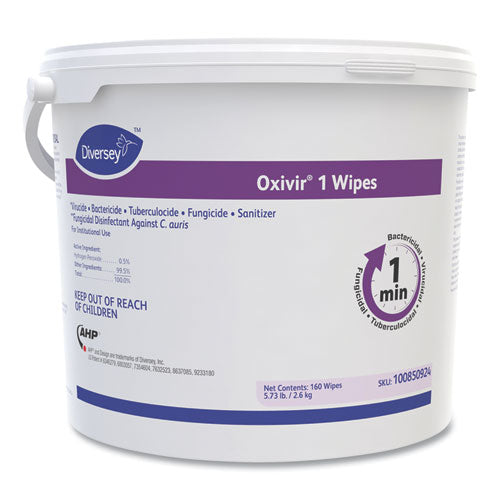 Image of Diversey 100850924 Oxivir 1 Wipes, 1-Ply, 11 x 12, 160/Canister, 4 Canisters/Carton