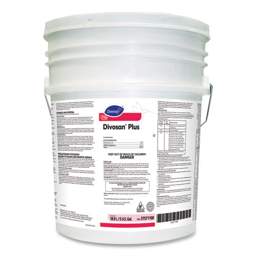 Image of Diversey 57571100 Divosan Plus Spectrum Sanitizer, 5 Gal Pail