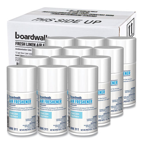 Image of Boardwalk® CP110BOARDWK Metered Air Freshener Refill, Fresh Linen Scent, 7 oz Aerosol Spray, 12/Carton