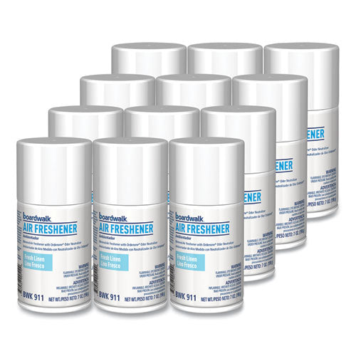 Image of Boardwalk® CP110BOARDWK Metered Air Freshener Refill, Fresh Linen Scent, 7 oz Aerosol Spray, 12/Carton