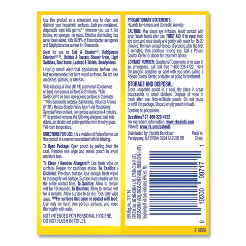 Image of LYSOL® Brand 19200-99799 Disinfecting Wipes Flatpacks, 1-Ply, 6.69 x 7.87, Lemon and Lime Blossom, White, 15 Wipes/Flat Pack, 24 Flat Packs/Carton