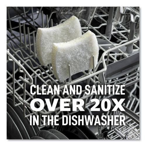 Image of Scotch-Brite® 7100290143 Greener Clean Non-Scratch Scrub Sponge, 2.6 x 3.3, 0.7" Thick, White, 3/Pack