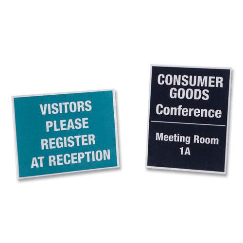 Image of NuDell 35485Z Clear Plastic Slanted L-Shaped Countertop Sign Holder, Side-Load, Horizontal/Vertical Orientation, 8.5 x 11 Insert