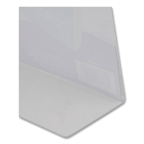 Image of NuDell 35485Z Clear Plastic Slanted L-Shaped Countertop Sign Holder, Side-Load, Horizontal/Vertical Orientation, 8.5 x 11 Insert