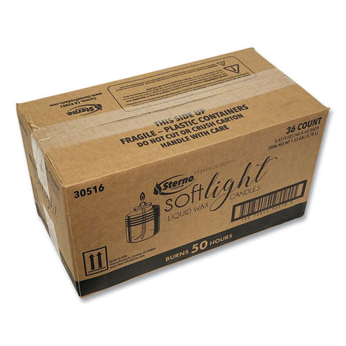 Image of Sterno® 30516 Soft Light Liquid Wax, 50 Hour Burn, 126 g, Clear, 36/Carton