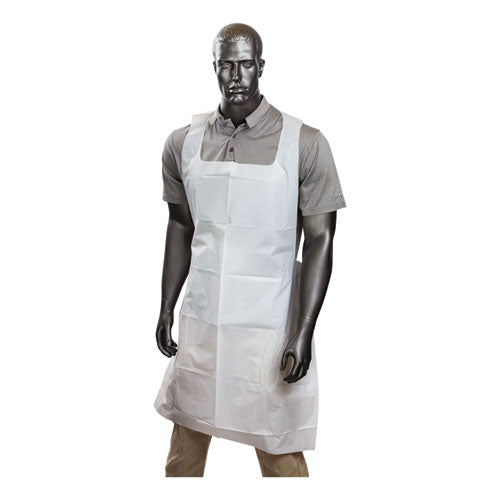Image of AmerCareRoyal® 28462A Poly Apron, 28 x 46, One Size Fits All, White, 500/Carton