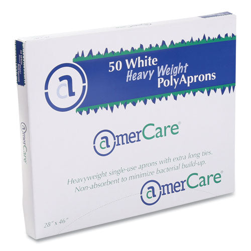 Image of AmerCareRoyal® 28462A Poly Apron, 28 x 46, One Size Fits All, White, 500/Carton