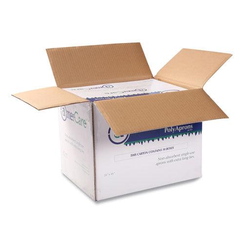 Image of AmerCareRoyal® 28462A Poly Apron, 28 x 46, One Size Fits All, White, 500/Carton